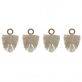 Anello portatovagliolo Home ESPRIT Naturale Acacia Macramé 13 x 1 x 18 cm 4 Pezzi