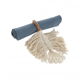 Anello portatovagliolo Home ESPRIT Naturale Acacia Macramé 13 x 1 x 18 cm 4 Pezzi