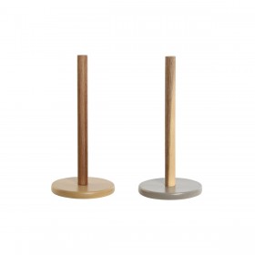 Portarotolo di Carta da Cucina Home ESPRIT Marrone Beige Grigio Acacia Dolomite 15 x 15 x 31,5 cm (2 Unità)