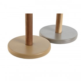Portarotolo di Carta da Cucina Home ESPRIT Marrone Beige Grigio Acacia Dolomite 15 x 15 x 31,5 cm (2 Unità)