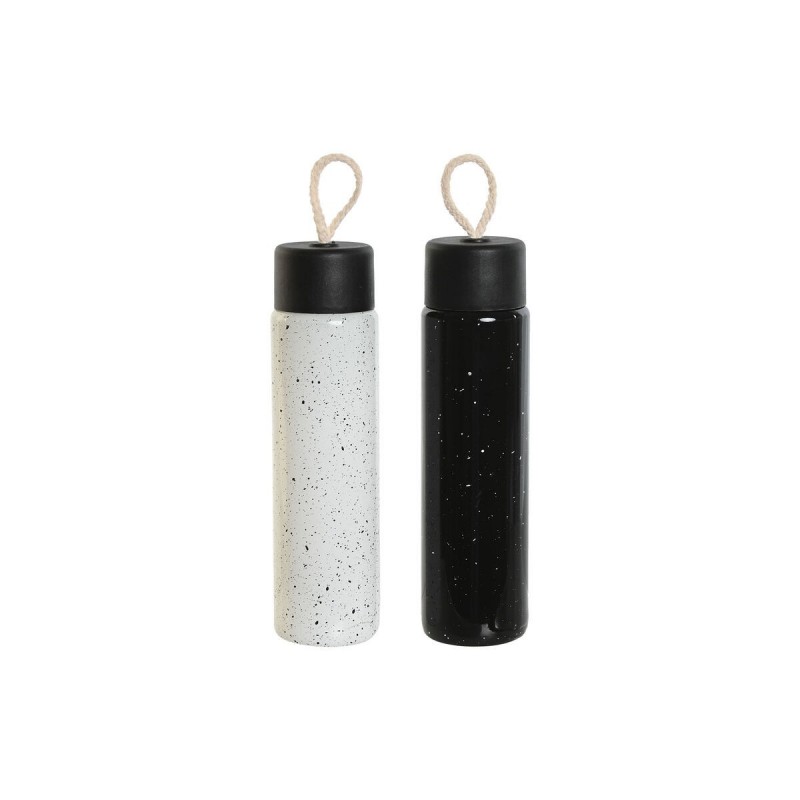 Bottiglia Térmica Home ESPRIT Bianco Nero 350 ml (2 Unità)