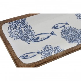 Set di Vassoi Home ESPRIT Azzurro Bianco Naturale Mediterraneo 40 x 19 x 2,5 cm (2 Unità)