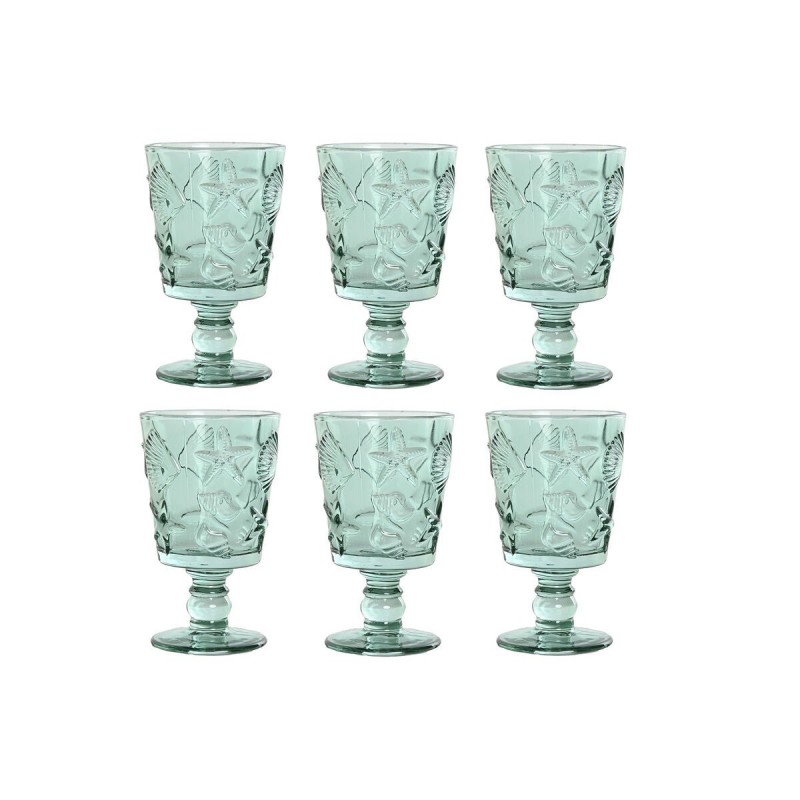 Set di Bicchieri Home ESPRIT Turchese Cristallo 345 ml (6 Unità)