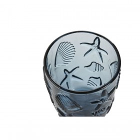 Set di Bicchieri Home ESPRIT Azzurro Cristallo Mediterraneo Con rilievo 290 ml (6 Unità)