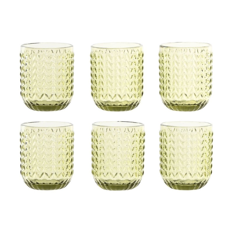 Set di Bicchieri Home ESPRIT Verde Cristallo Con rilievo 275 ml (6 Unità)