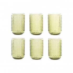Set di Bicchieri Home ESPRIT Verde Cristallo Con rilievo 420 ml (6 Unità)