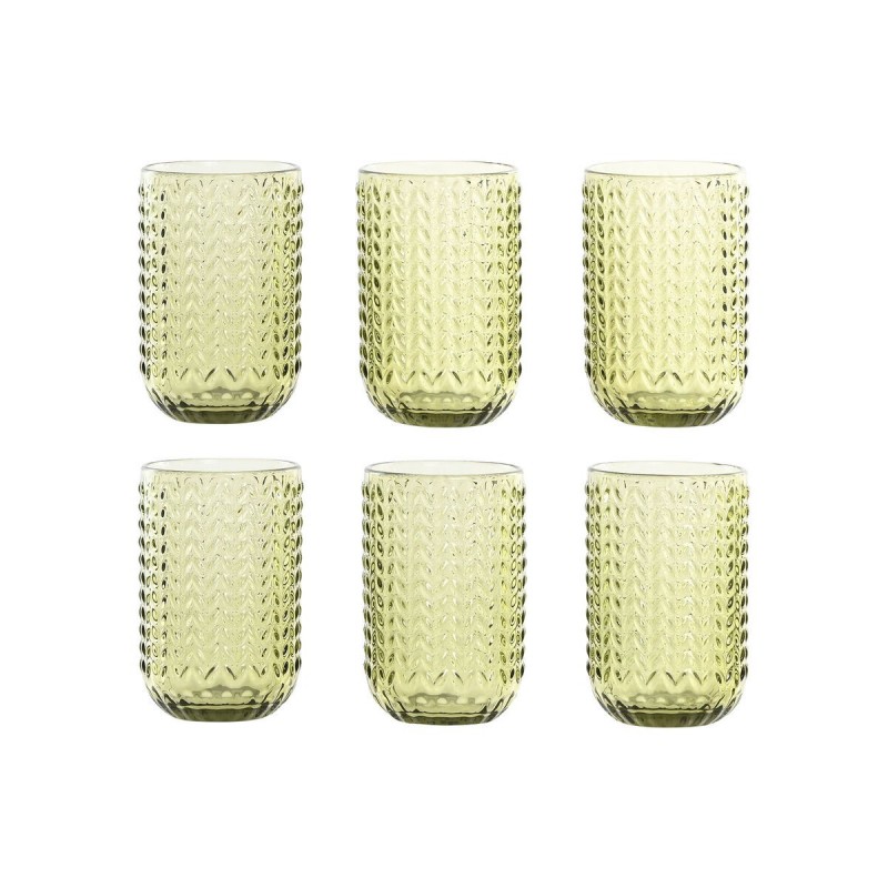Set di Bicchieri Home ESPRIT Verde Cristallo Con rilievo 420 ml (6 Unità)