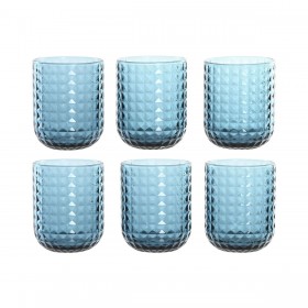Set di Bicchieri Home ESPRIT Azzurro Cristallo 275 ml (6 Unità)