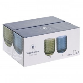 Set di Bicchieri Home ESPRIT Azzurro Cristallo 275 ml (6 Unità)