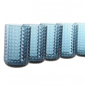 Set di Bicchieri Home ESPRIT Azzurro Cristallo 420 ml (6 Unità)