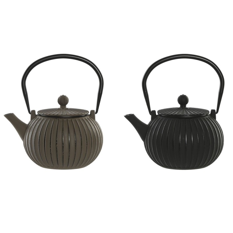 Teiera Home ESPRIT Nero Beige Acciaio inossidabile Ferro 1 L (2 Unità)