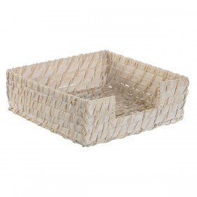 Portatovagliolo Home ESPRIT Bianco Naturale Bambù Rattan 18 x 18 x 6 cm