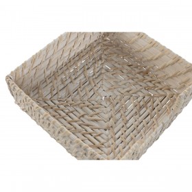 Portatovagliolo Home ESPRIT Bianco Naturale Bambù Rattan 18 x 18 x 6 cm