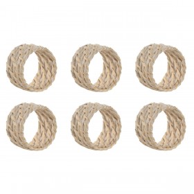 Anello portatovagliolo Home ESPRIT Bianco Naturale Bambù Rattan 5 x 5 x 3 cm