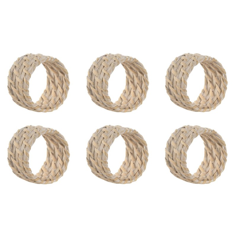 Anello portatovagliolo Home ESPRIT Bianco Naturale Bambù Rattan 5 x 5 x 3 cm