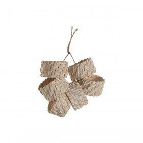 Anello portatovagliolo Home ESPRIT Bianco Naturale Bambù Rattan 5 x 5 x 3 cm