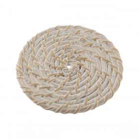 Sottobicchieri Home ESPRIT Bianco Naturale Bambù Rattan 12 x 12 x 6 cm