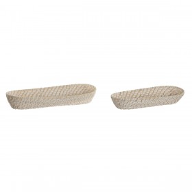 Set di Vassoi Home ESPRIT Bianco Naturale 44 x 18 x 7 cm