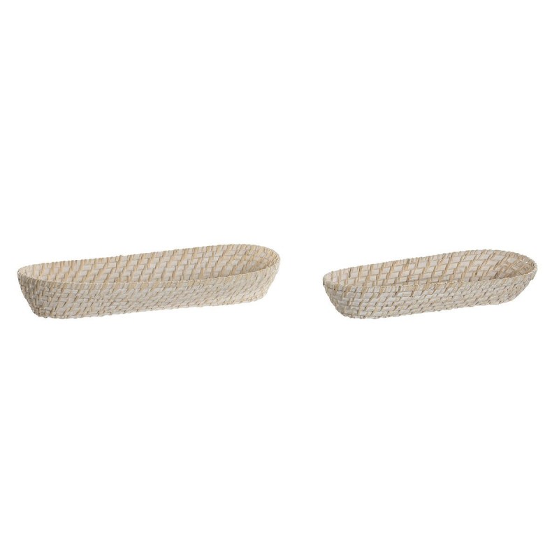 Set di Vassoi Home ESPRIT Bianco Naturale 44 x 18 x 7 cm
