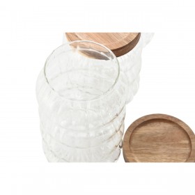 Set di 3 Barattoli Home ESPRIT Trasparente Naturale 550 ml 750 ml 3 Pezzi