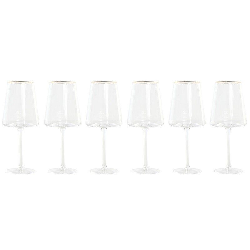 Champagne e calice piatto per champagne Home ESPRIT Trasparente Dorato Cristallo 400 ml (6 Unità)