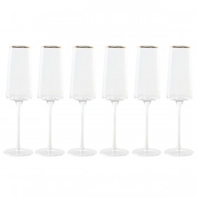 Champagne e calice piatto per champagne Home ESPRIT Trasparente Dorato Cristallo 400 ml (6 Unità)