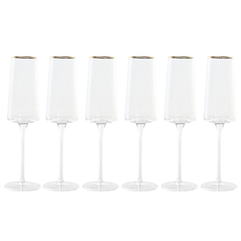 Champagne e calice piatto per champagne Home ESPRIT Trasparente Dorato Cristallo 400 ml (6 Unità)