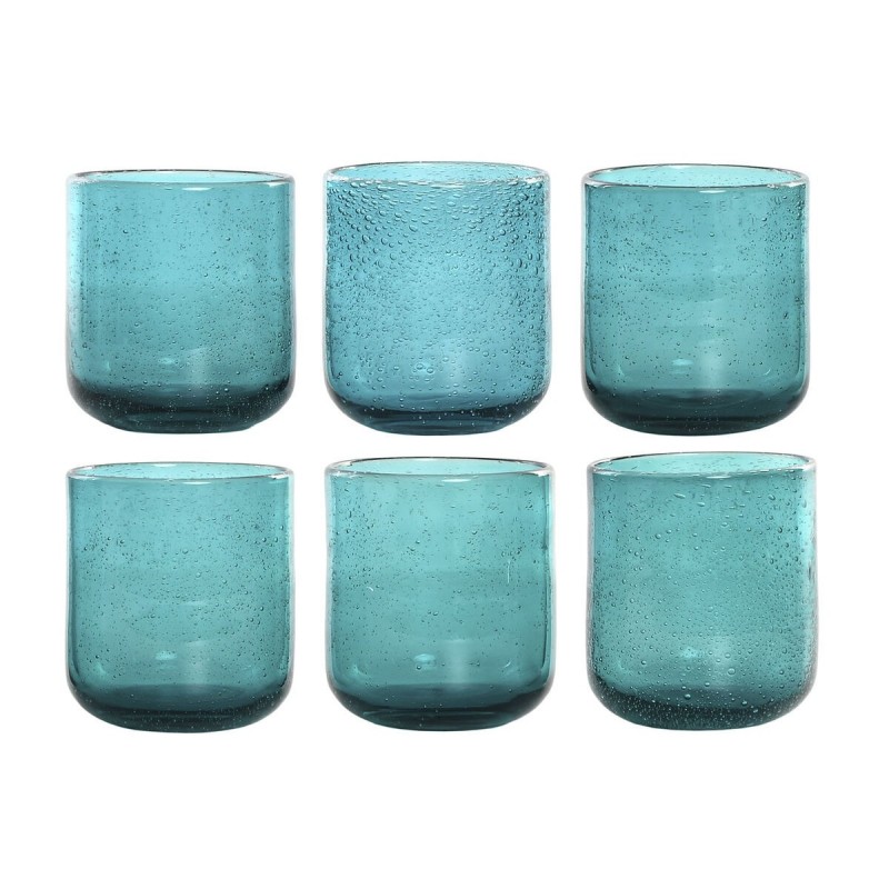 Set di Bicchieri Home ESPRIT Turchese Cristallo 320 ml (6 Unità)