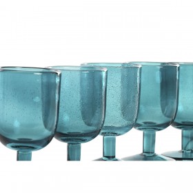 Set di Bicchieri Home ESPRIT Turchese Cristallo 300 ml (6 Unità)