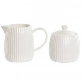 Porta latte e zucchero Home ESPRIT Bianco Porcellana 250 ml 12 x 7,6 x 9 cm 2 Pezzi
