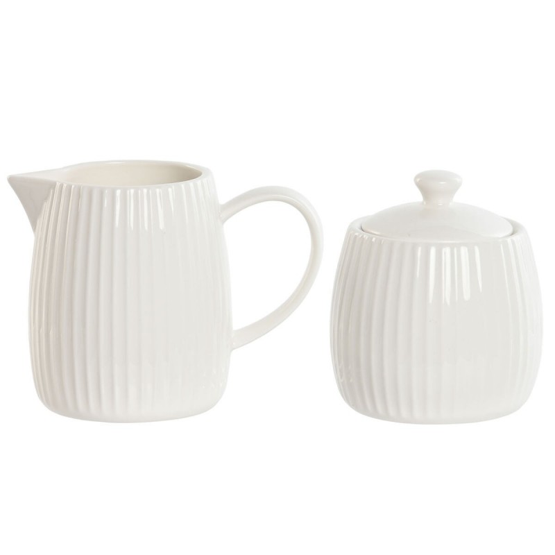 Porta latte e zucchero Home ESPRIT Bianco Porcellana 250 ml 12 x 7,6 x 9 cm 2 Pezzi