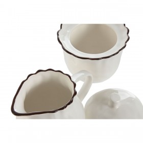 Porta latte e zucchero Home ESPRIT Bianco Marrone Porcellana 250 ml 12 x 8,4 x 8 cm 2 Pezzi