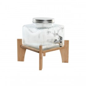 Dispenser di Acqua Home ESPRIT Trasparente Naturale Bambù Cristallo 3,5 L 19 x 19 x 16 cm