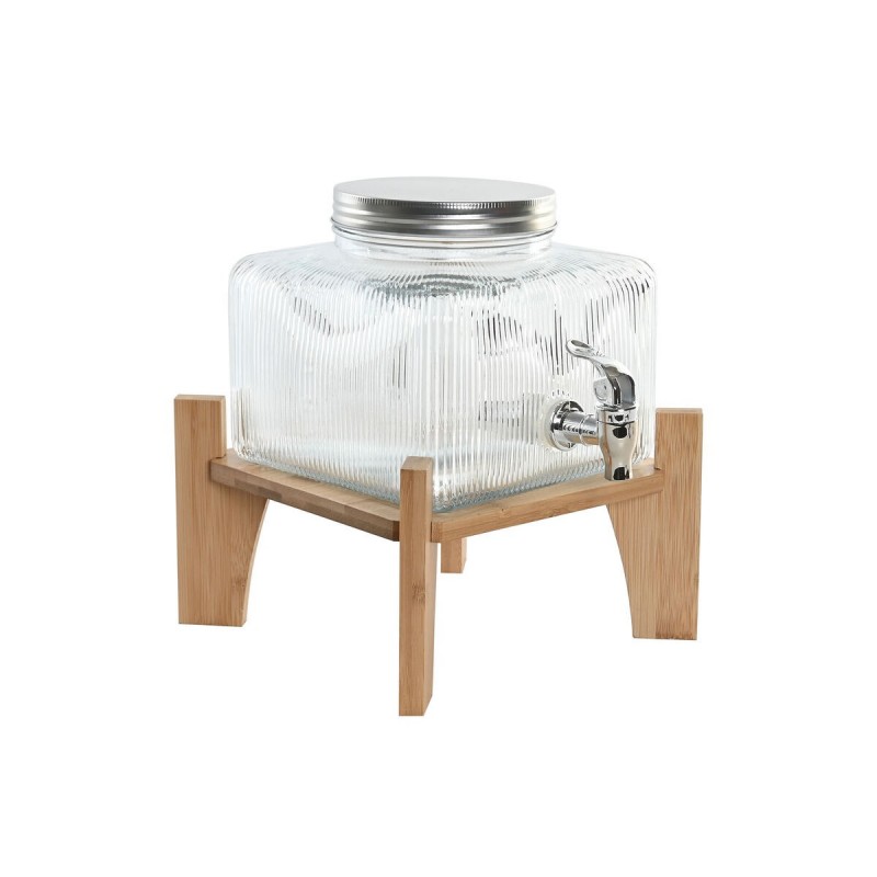 Dispenser di Acqua Home ESPRIT Trasparente Naturale Bambù Cristallo 3,5 L 19 x 19 x 16 cm