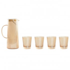 Set di bicchieri con bottiglia Home ESPRIT Ambra Vetro Borosilicato 1,25 L