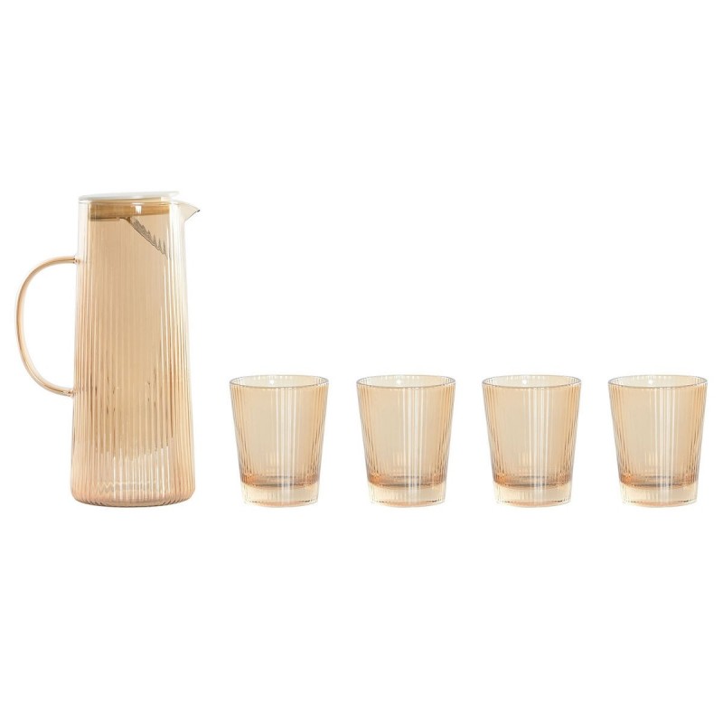 Set di bicchieri con bottiglia Home ESPRIT Ambra Vetro Borosilicato 1,25 L