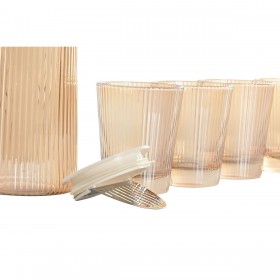 Set di bicchieri con bottiglia Home ESPRIT Ambra Vetro Borosilicato 1,25 L