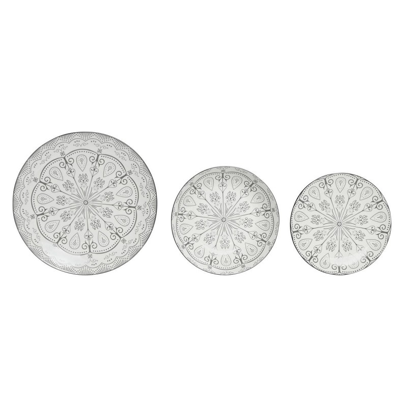 Servizio di Piatti Home ESPRIT Grigio chiaro Porcellana Scandi 18 Pezzi