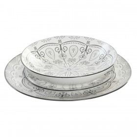 Servizio di Piatti Home ESPRIT Grigio chiaro Porcellana Scandi 18 Pezzi
