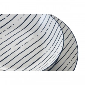 Servizio di Piatti Home ESPRIT Azzurro Porcellana Righe Mediterraneo 18 Pezzi