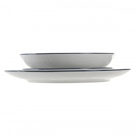 Servizio di Piatti Home ESPRIT Azzurro Porcellana Righe Mediterraneo 18 Pezzi