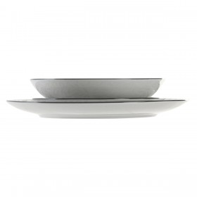 Servizio di Piatti Home ESPRIT Grigio chiaro Porcellana 18 Pezzi