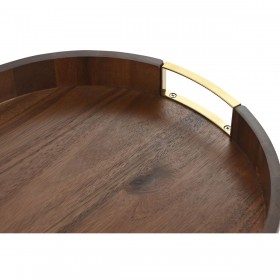 Vassoio per aperitivi Home ESPRIT Dorato Naturale Metallo Acacia 35,5 x 35,5 x 5 cm