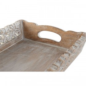Set di Vassoi Home ESPRIT Bianco Naturale Indiano Decapaggio 40,5 x 25,5 x 6,5 cm (2 Unità)