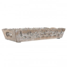 Set di Vassoi Home ESPRIT Bianco Naturale Indiano Decapaggio 40,5 x 25,5 x 6,5 cm (2 Unità)