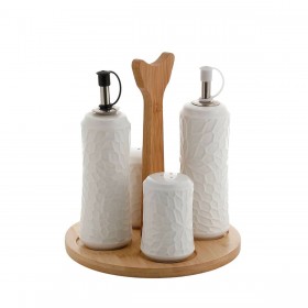 Oliera Home ESPRIT Bianco Bambù Porcellana