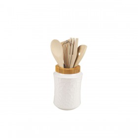 Contenitore per Utensili da Cucina Home ESPRIT Bambù Porcellana 6 Pezzi