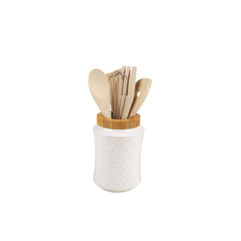 Contenitore per Utensili da Cucina Home ESPRIT Bambù Porcellana 6 Pezzi