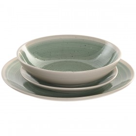 Servizio di Piatti Home ESPRIT Bianco Verde Gres 18 Pezzi