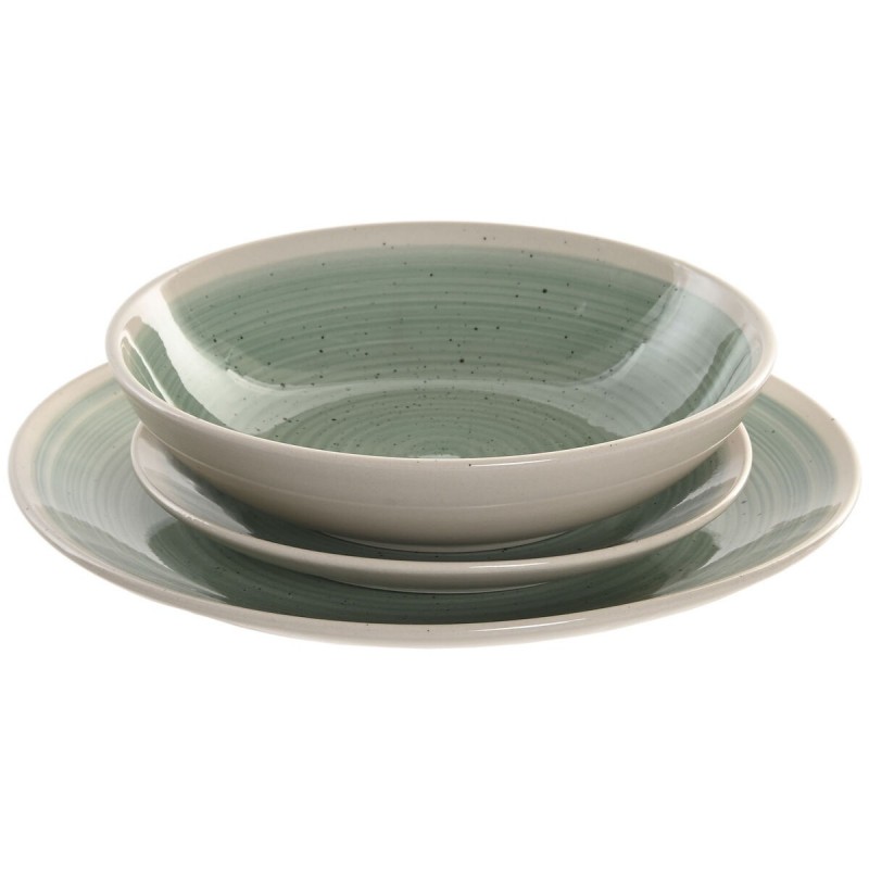 Servizio di Piatti Home ESPRIT Bianco Verde Gres 18 Pezzi